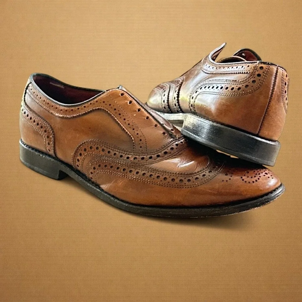 Allen Edmonds McAllister Shoes Mens Sz 11E Walnut Leather Brogue Wingtip Oxfords